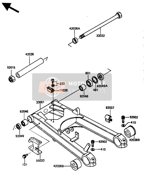 Kawasaki ZX750 1985 Swing Arm for a 1985 Kawasaki ZX750