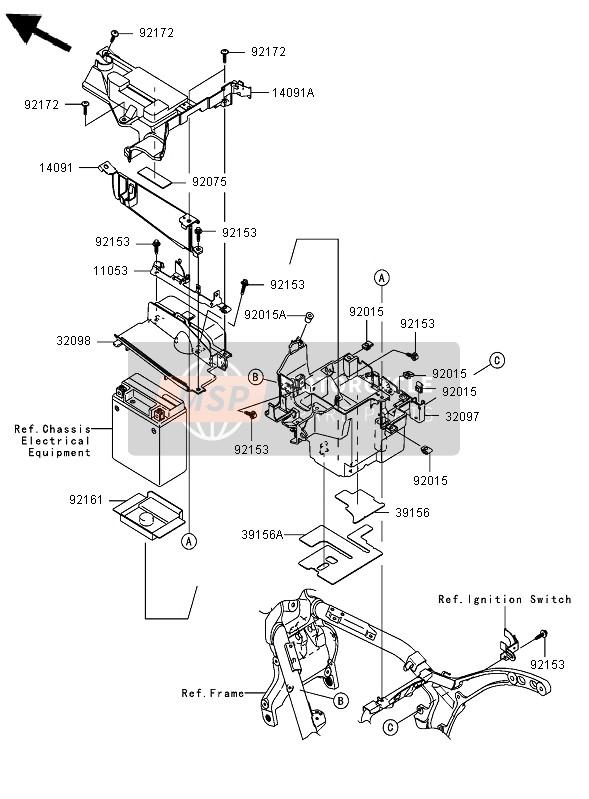 Kawasaki VN2000 2006 Custodia della batteria per un 2006 Kawasaki VN2000