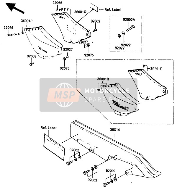 Kawasaki ZX750 1985 Side Cover & Chain Case for a 1985 Kawasaki ZX750