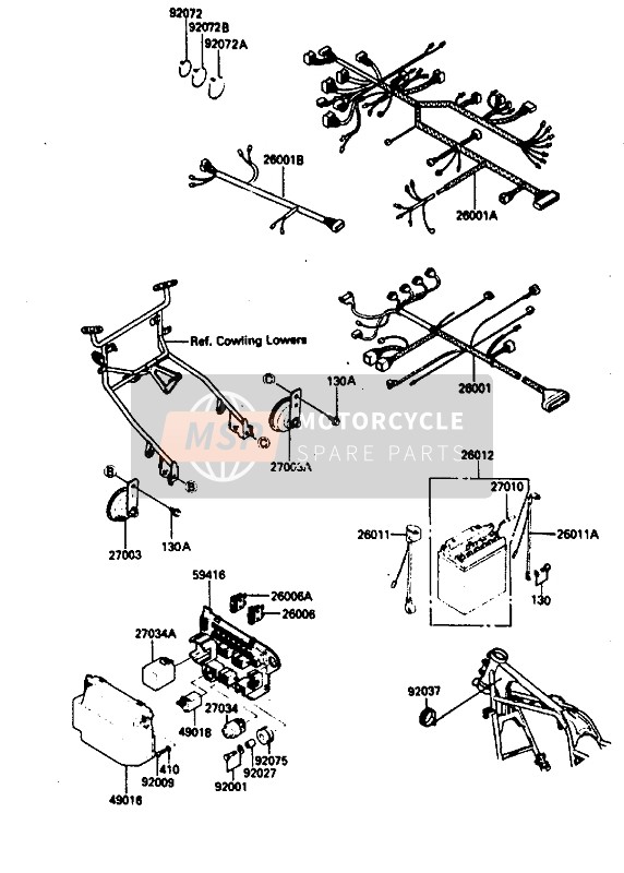 Kawasaki ZX750 1985 ELEKTRISCHE AUSRÜSTUNG für ein 1985 Kawasaki ZX750