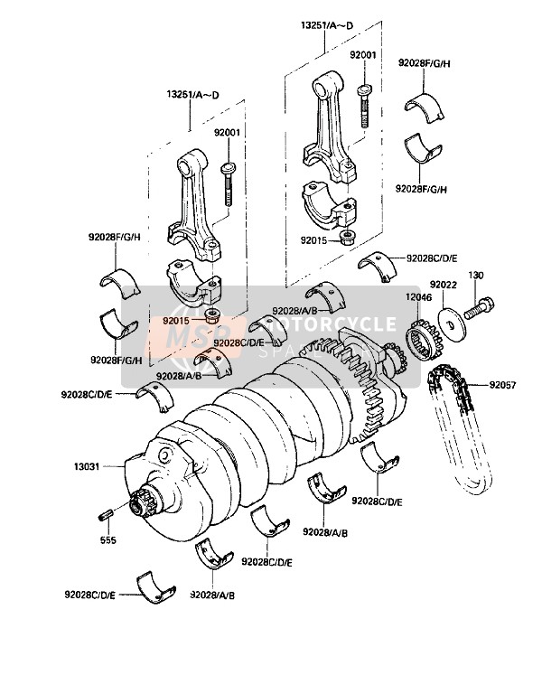 Kawasaki GPZ750R 1986 Crankshaft for a 1986 Kawasaki GPZ750R