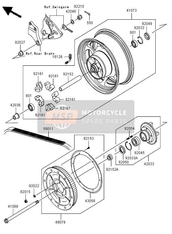 Kawasaki VN2000 2006 Buje trasero para un 2006 Kawasaki VN2000