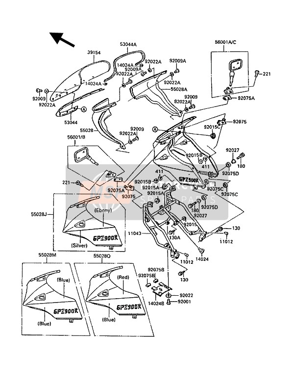 550285215R5, Cowling, Upp, Outer, Red, Kawasaki, 0