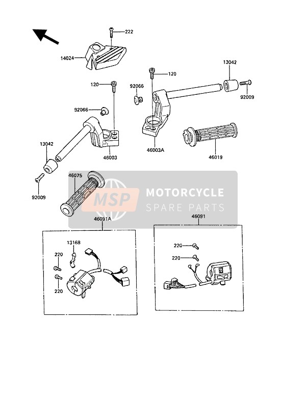 Kawasaki GPZ1000RX 1986 Stuur voor een 1986 Kawasaki GPZ1000RX