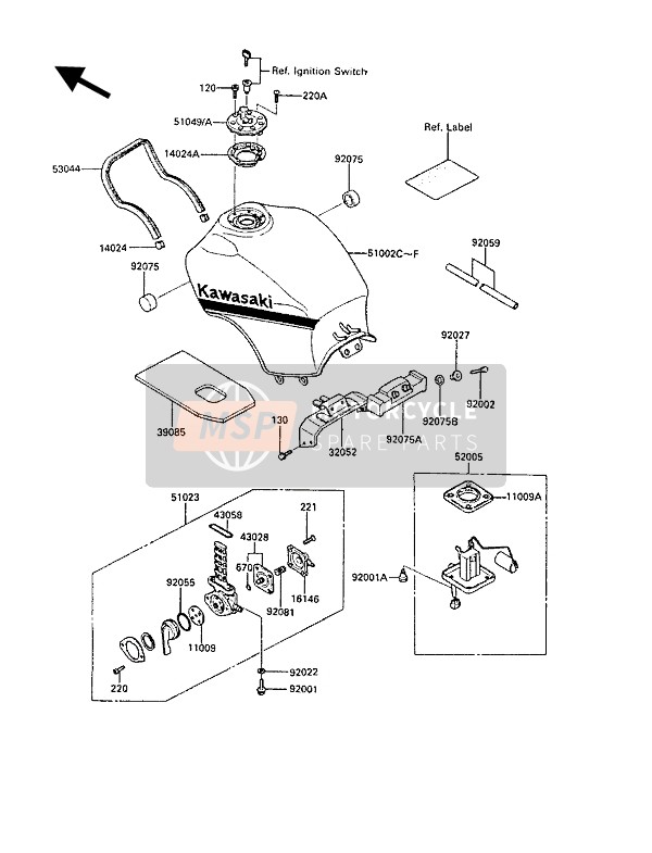 510025165B1, TANK-COMP-FUEL, F.Red, Kawasaki, 0