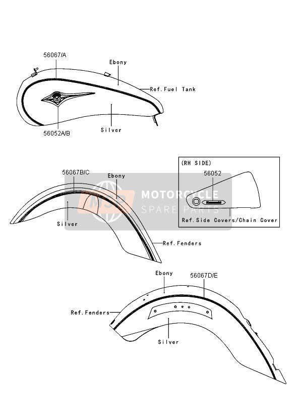 560670419, Pattern, Fuel Tank, Rh, Kawasaki, 0