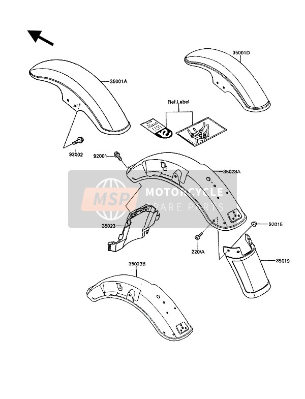 350231123, FENDER-REAR,Fr, Kawasaki, 0