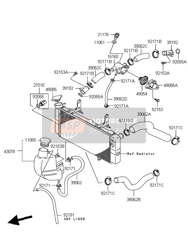 Kawasaki KLV1000 2005 WASSERROHRLEITUNG für ein 2005 Kawasaki KLV1000