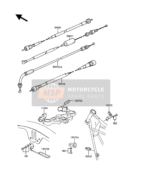 Kawasaki Z1300 1986 Câbles pour un 1986 Kawasaki Z1300