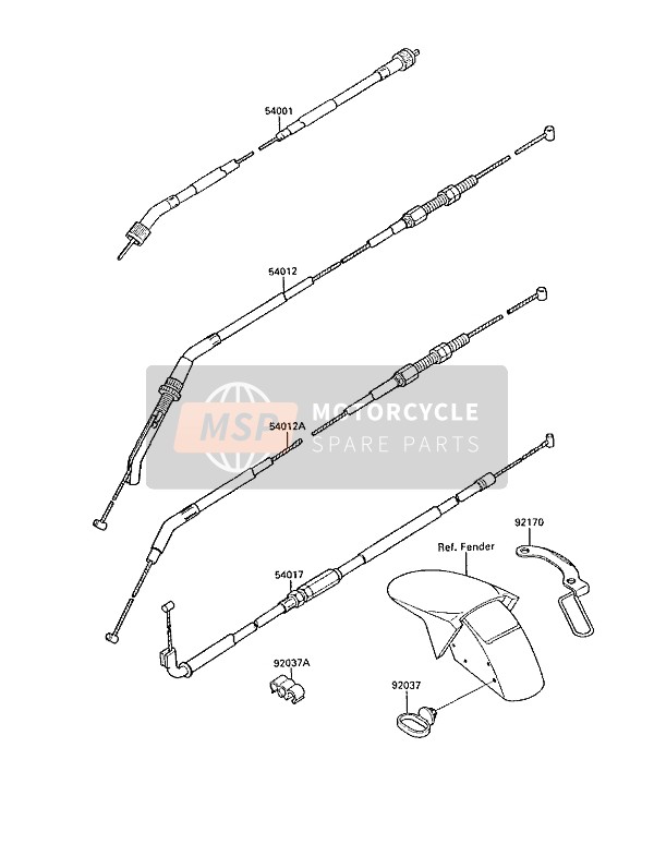 540121315, CABLE-THROTTLE,Closing, Kawasaki, 2