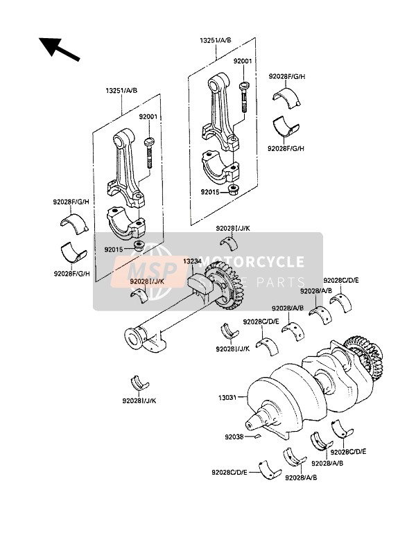 Kawasaki GPZ500S 1987 KURBELWELLE für ein 1987 Kawasaki GPZ500S