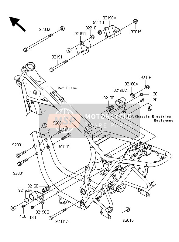 Kawasaki W650 2006 Supporto del motore per un 2006 Kawasaki W650