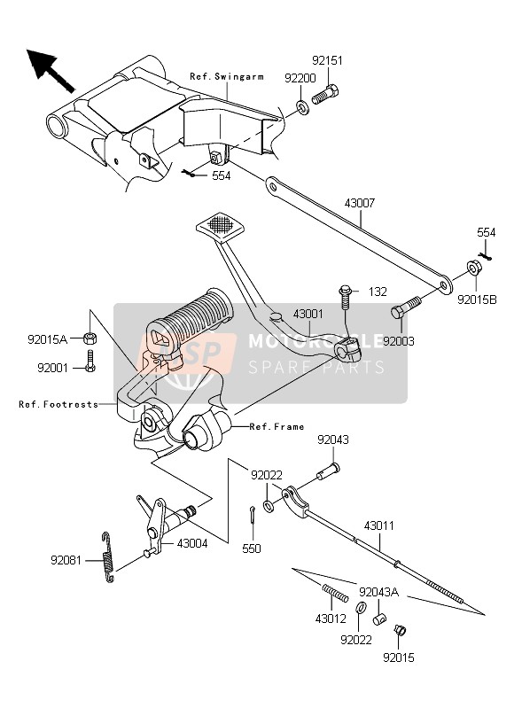 Kawasaki W650 2006 Brake Pedal for a 2006 Kawasaki W650