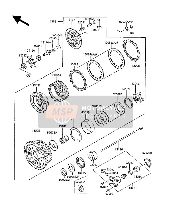 Kawasaki ZL1000 1987 Embrayage pour un 1987 Kawasaki ZL1000