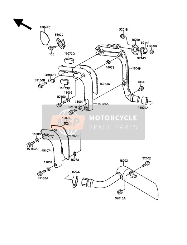 160731072, Insulator,Exhaust Cover, Kawasaki, 0