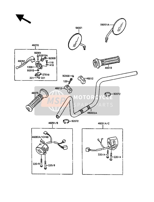 560011023, Rear View Mirror, L.H, Kawasaki, 2