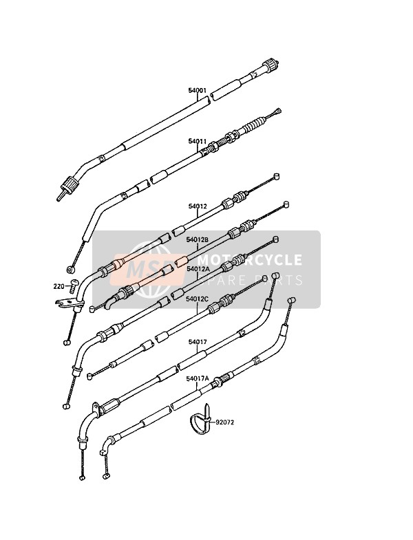 Kawasaki EL250 1988 Cables para un 1988 Kawasaki EL250