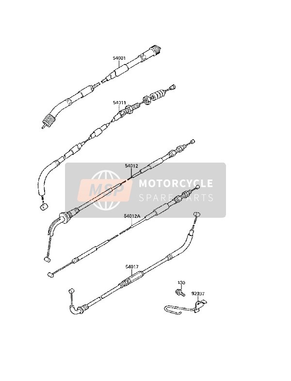 Kawasaki GPX250R 1988 Cables para un 1988 Kawasaki GPX250R