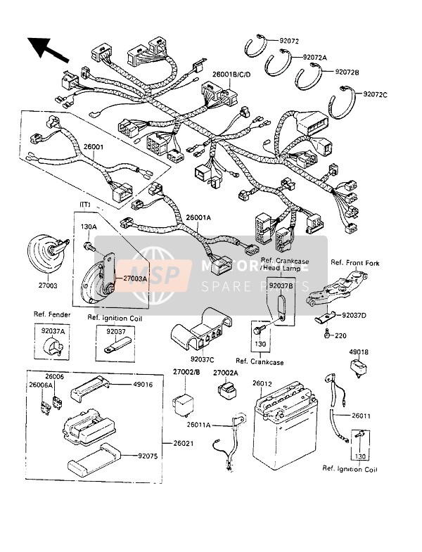 Kawasaki GPX600R 1988 Electrical Equipment (ZX600C-011127&Navi.) for a 1988 Kawasaki GPX600R