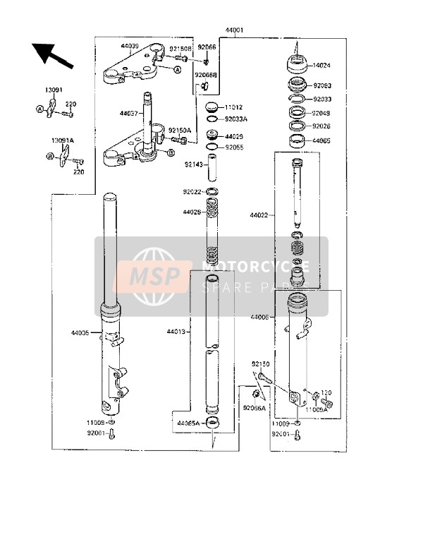 Kawasaki VN-15SE 1988 Front Fork for a 1988 Kawasaki VN-15SE