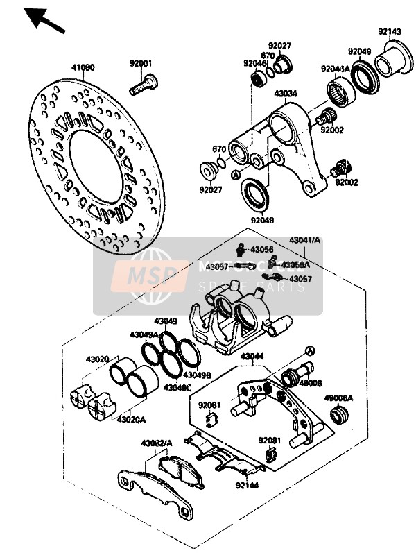 Kawasaki ZX-10 1988 Rear Caliper for a 1988 Kawasaki ZX-10