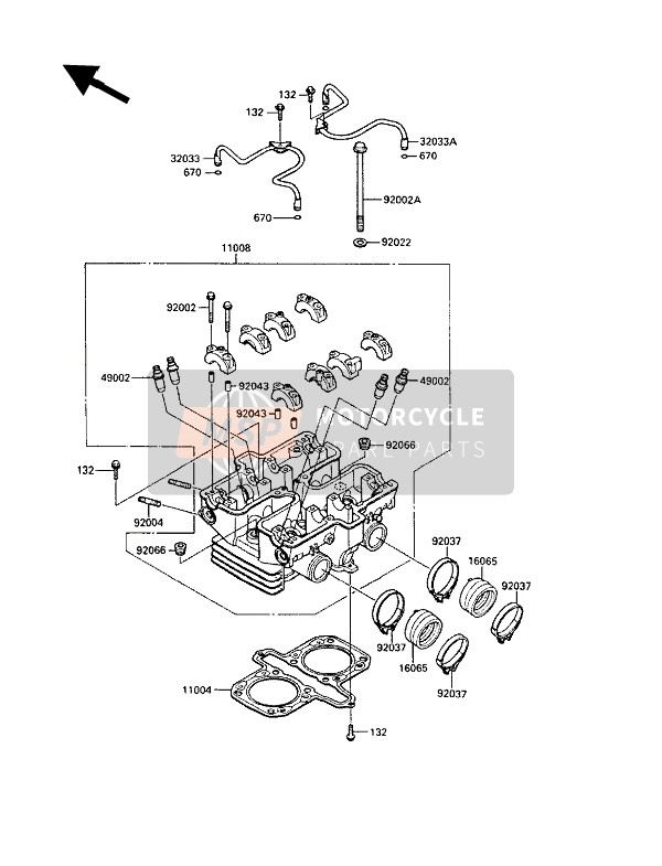 Kawasaki LTD450 1989 Cylinder Head for a 1989 Kawasaki LTD450