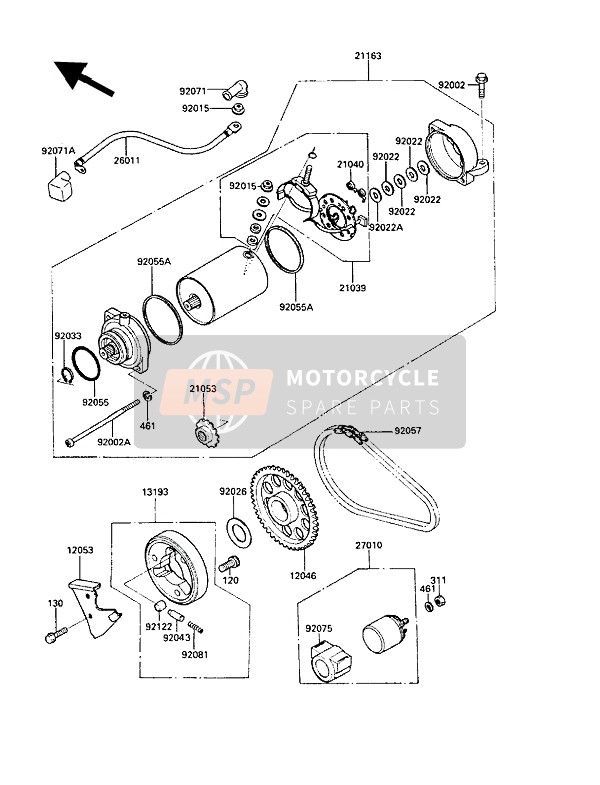 Kawasaki LTD450 1989 Motor de arranque para un 1989 Kawasaki LTD450