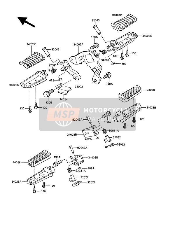 Kawasaki LTD450 1989 Repose-Pieds pour un 1989 Kawasaki LTD450