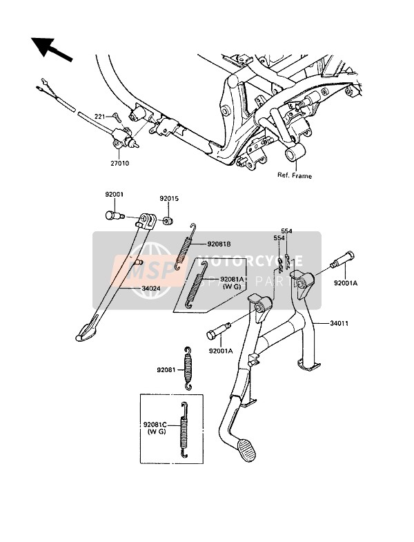 Kawasaki LTD450 1989 Stand(S) for a 1989 Kawasaki LTD450