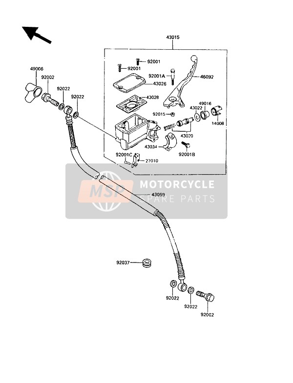 Kawasaki LTD450 1989 Front Master Cylinder for a 1989 Kawasaki LTD450