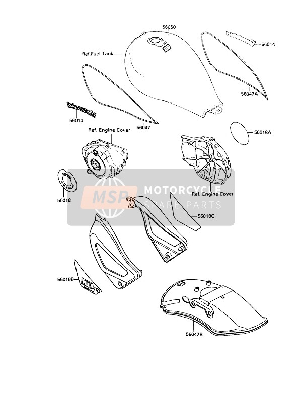 Kawasaki LTD450 1989 Decals for a 1989 Kawasaki LTD450