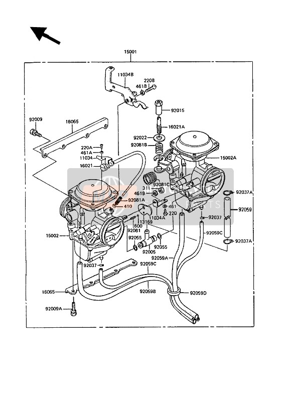 Kawasaki GPZ305 BELT DRIVE 1989 Carburateur voor een 1989 Kawasaki GPZ305 BELT DRIVE