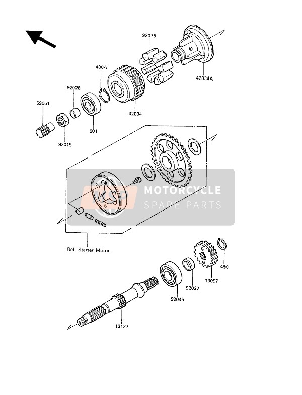 Kawasaki GPZ600R 1989 Secondary Shaft for a 1989 Kawasaki GPZ600R