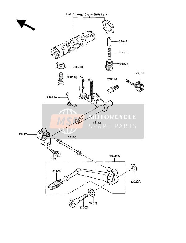 Kawasaki GPZ600R 1989 Gear Change Mechanism for a 1989 Kawasaki GPZ600R