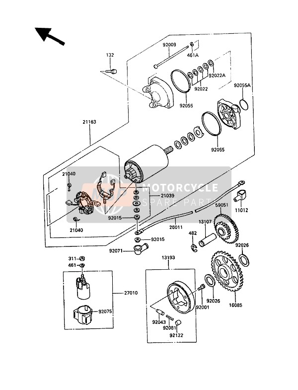 Kawasaki GPZ600R 1989 Starter Motor for a 1989 Kawasaki GPZ600R