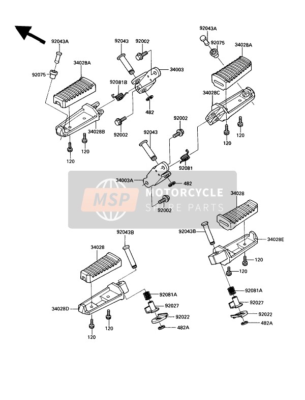 Kawasaki GPZ900R 1989 Repose-Pieds pour un 1989 Kawasaki GPZ900R