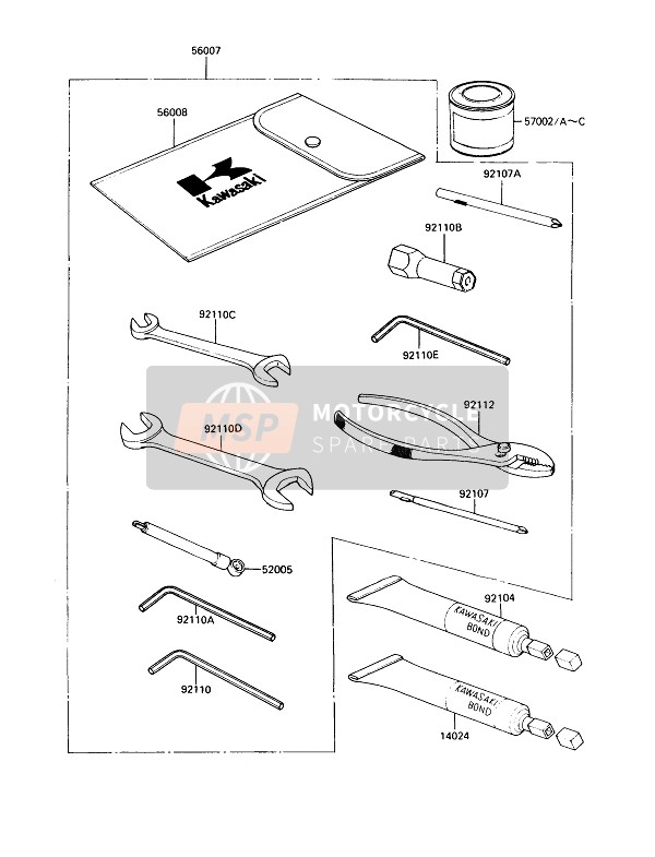 Kawasaki GPZ900R 1989 Herramientas para propietarios para un 1989 Kawasaki GPZ900R