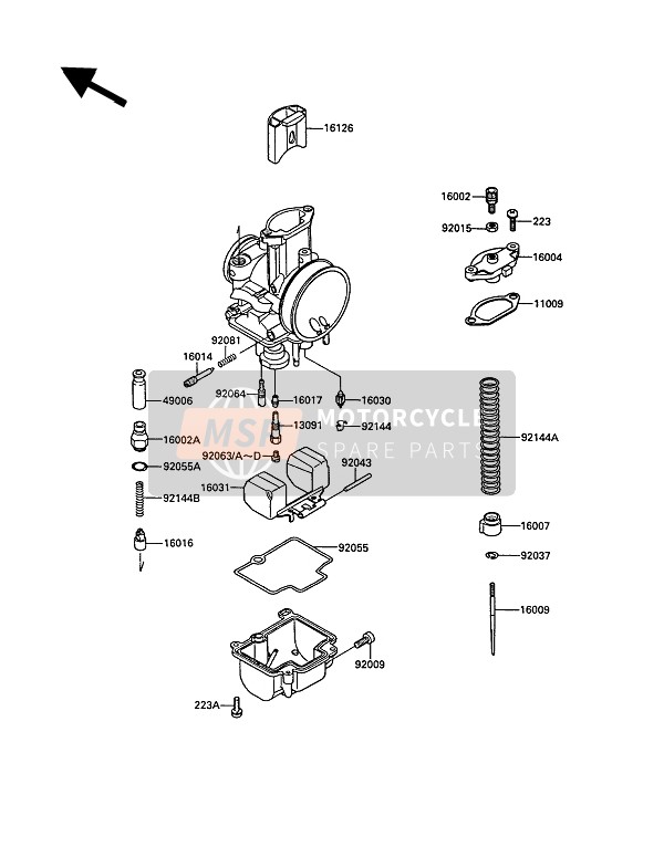 Kawasaki KR-1 (1) 1989 Pièces de carburateur pour un 1989 Kawasaki KR-1 (1)