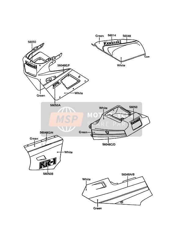 Kawasaki KR-1 (1) 1989 AUFKLEBER für ein 1989 Kawasaki KR-1 (1)