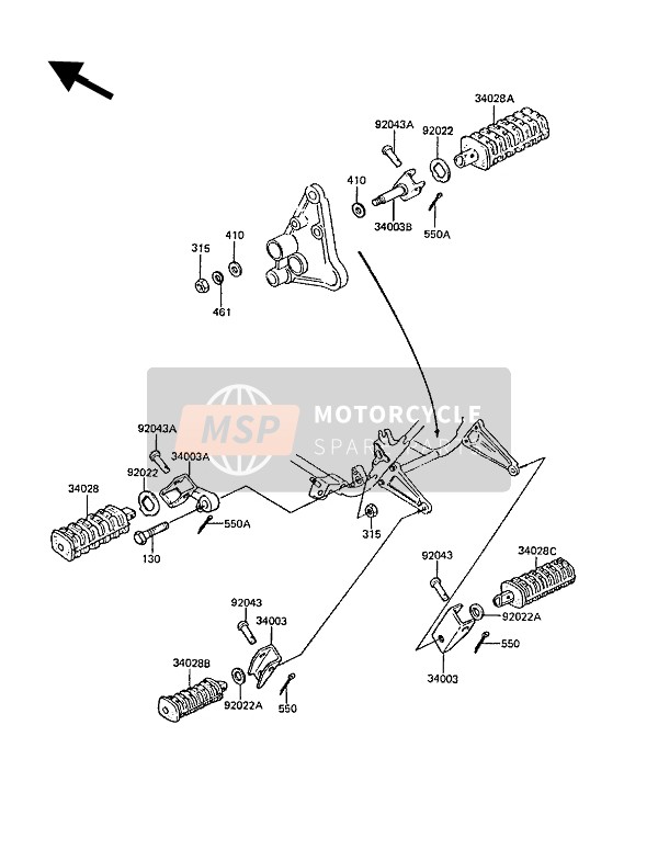 Kawasaki Z1300 1989 Footrests for a 1989 Kawasaki Z1300