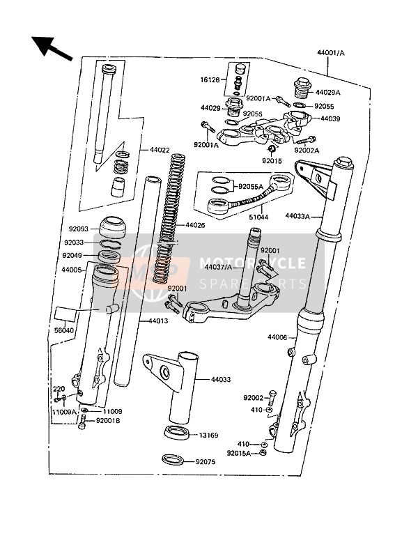 Kawasaki Z1300 1989 Front Fork for a 1989 Kawasaki Z1300