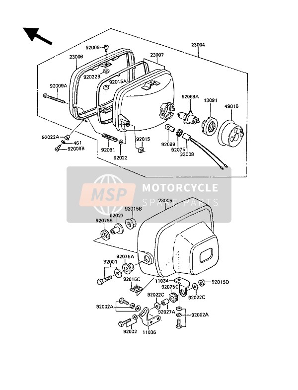 Kawasaki Z1300 1989 SCHEINWERFER für ein 1989 Kawasaki Z1300