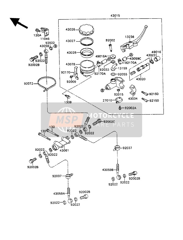 430591547, HOSE-BRAKE,Fr Master Cylinder, Kawasaki, 1