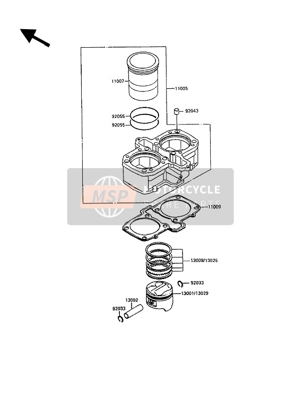 Kawasaki EN500 1990 Cylindre & Piston(S) pour un 1990 Kawasaki EN500