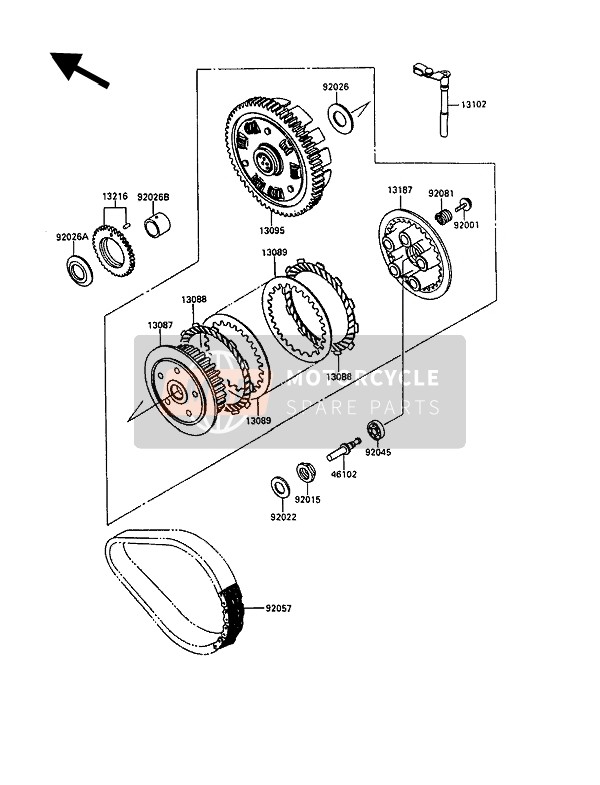 Kawasaki EN500 1990 Clutch for a 1990 Kawasaki EN500