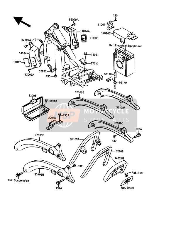 Kawasaki EN500 1990 Custodia della batteria per un 1990 Kawasaki EN500