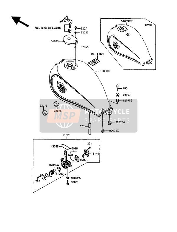 Kawasaki EN500 1990 Fuel Tank for a 1990 Kawasaki EN500