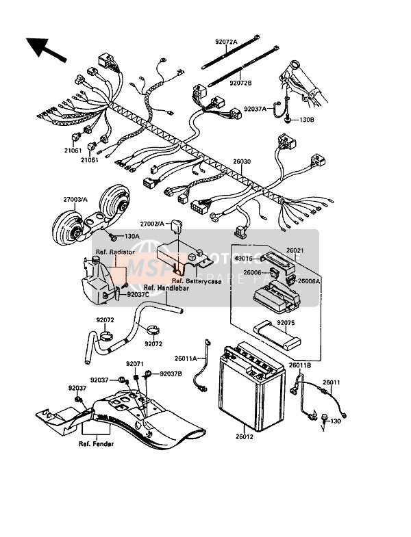 Kawasaki EN500 1990 CHASSIS ELEKTRISCHE AUSRÜSTUNG für ein 1990 Kawasaki EN500