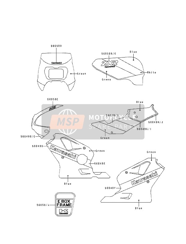 Kawasaki ZXR400 1990 Decal for a 1990 Kawasaki ZXR400