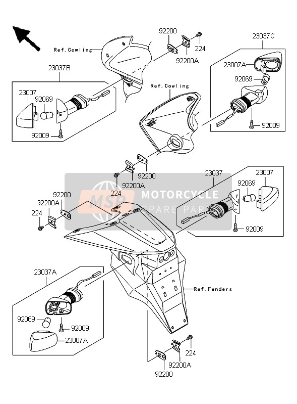 Kawasaki Z750S 2006 Clignotants pour un 2006 Kawasaki Z750S